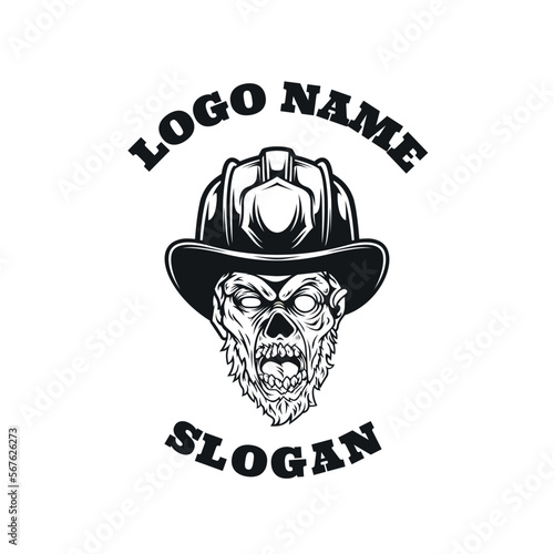 Zombie Firefighter Graphic Logo Design