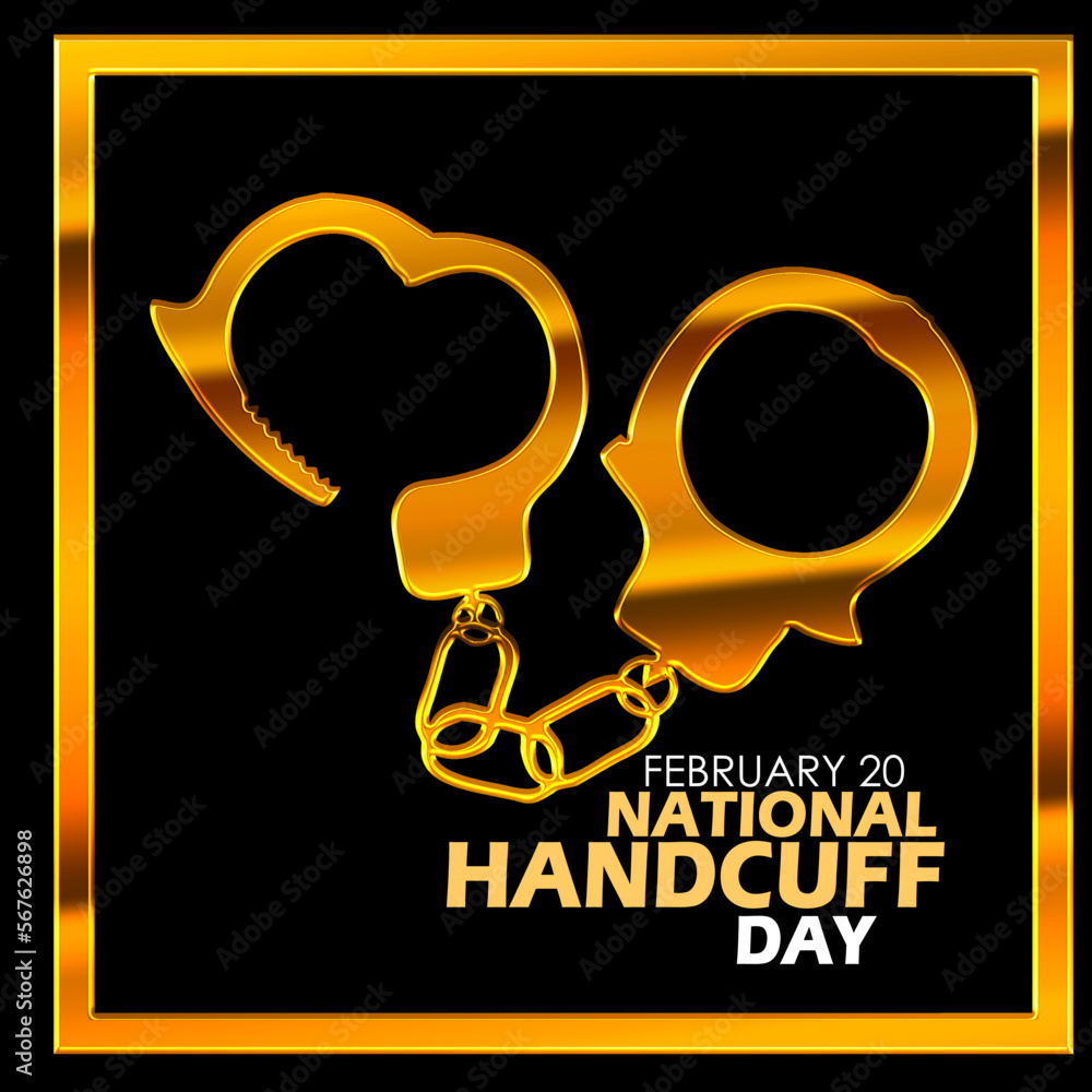 Vecteur Stock A golden handcuffs with bold text in a gold frame