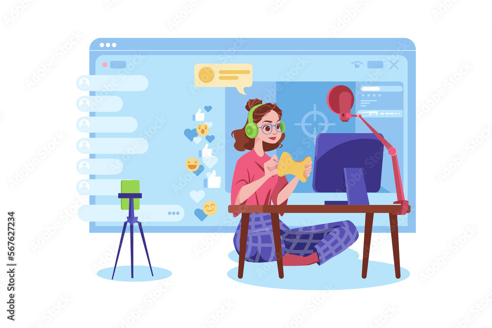 Young Girl Doing Live Game Streaming Young Girl Doing Live Game Streaming