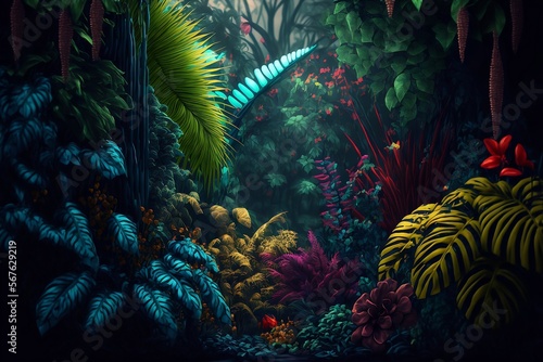 Jungle Nature Tropical Wallpaper Generative AI