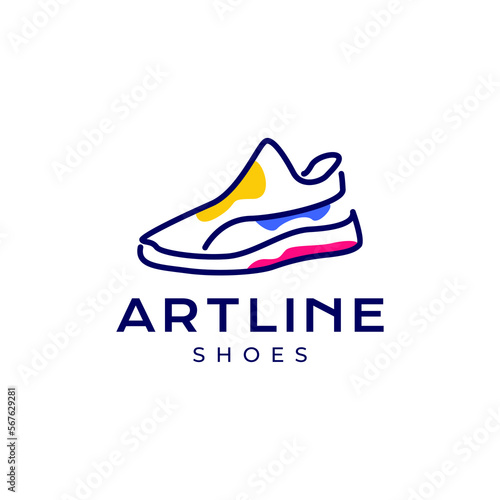 shoes sneaker young style modern abstract lines art logo design vector icon illustration