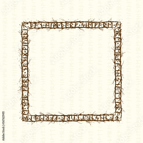 Tree branch runes square frame