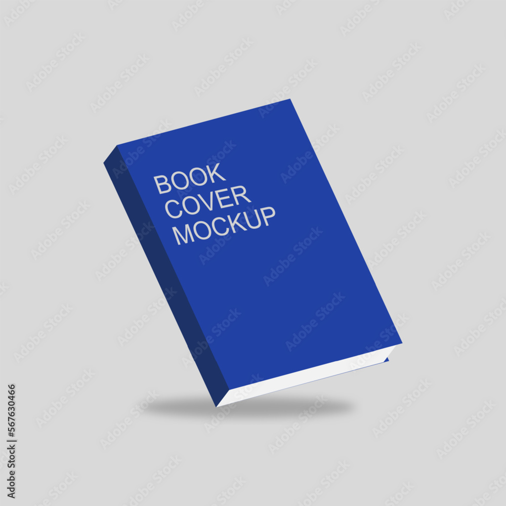Blue softcover book mockup template design on gray background. Vector illustration. Blue softcover book mockup template design on gray background. Vector illustration.
