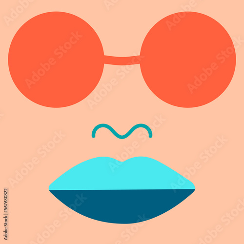 Abstract geometric desert face in neon colors