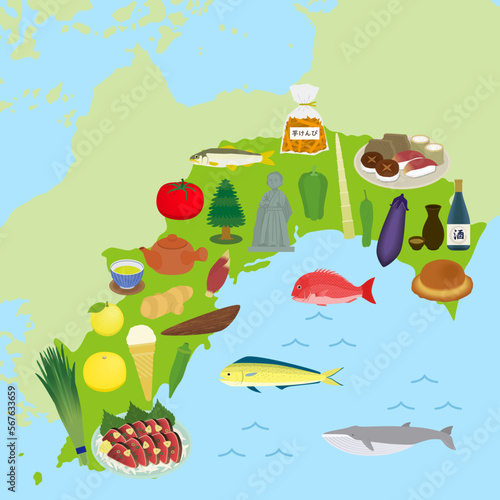 高知県の有名なもののイラスト