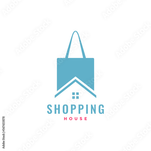 fabric shopping bag home house architect interior exterior real estate logo design icon vector illustration