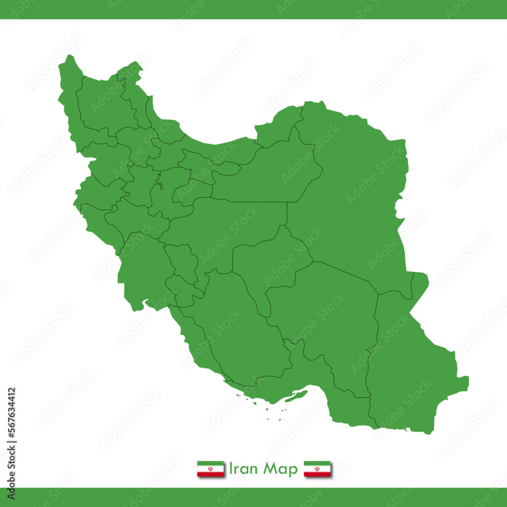light green iran map vector divides each city and territory separately