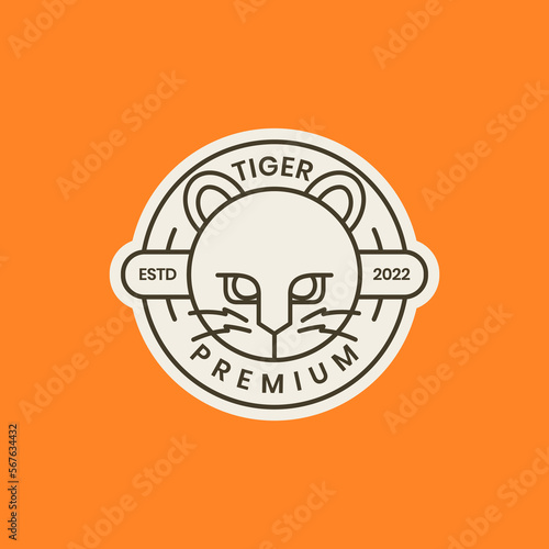 tiger cub little animal beast forest circle geometric badge logo design vector icon illustration