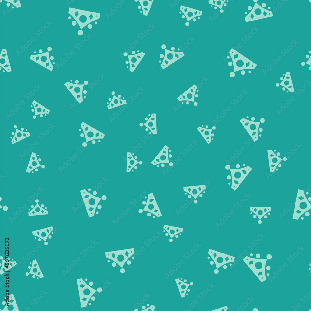 Green King crown icon isolated seamless pattern on green background. Vector Green King crown icon isolated seamless pattern on green background. Vector