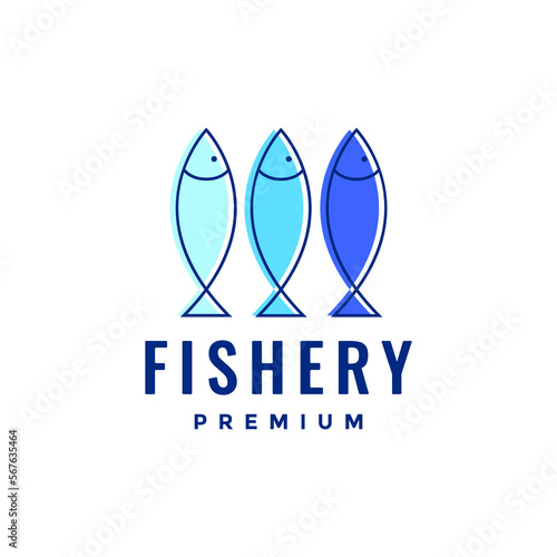 fresh fish food store market shop abstract lines art modern logo design vector icon illustration
