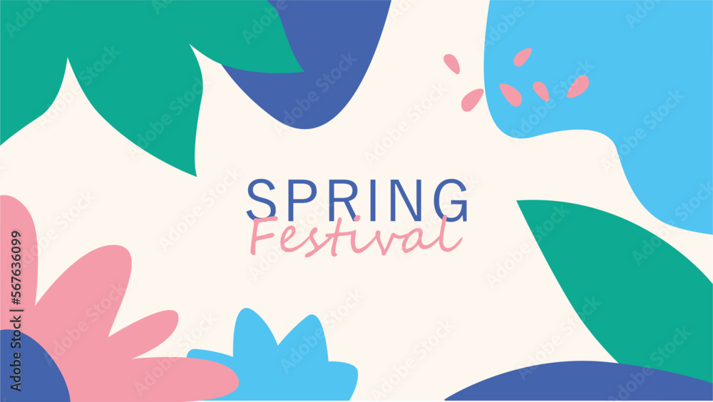 spring festival banner template pastel color