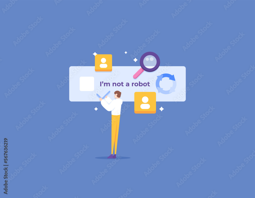 Vetor de I'm not a robot. verification of human or robot. checking