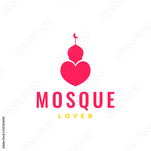 mosque love place pray god muslim modern minimal logo design vector icon illustration