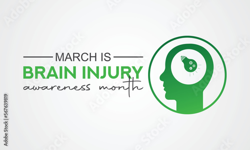 Vector illustration on the theme of National Traumatic Brain Injury awareness month of March. greeting card, poster with background. Vector illustration design.