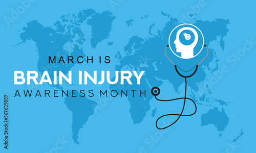 Vector illustration on the theme of National Traumatic Brain Injury awareness month of March. greeting card, poster with background. Vector illustration design.