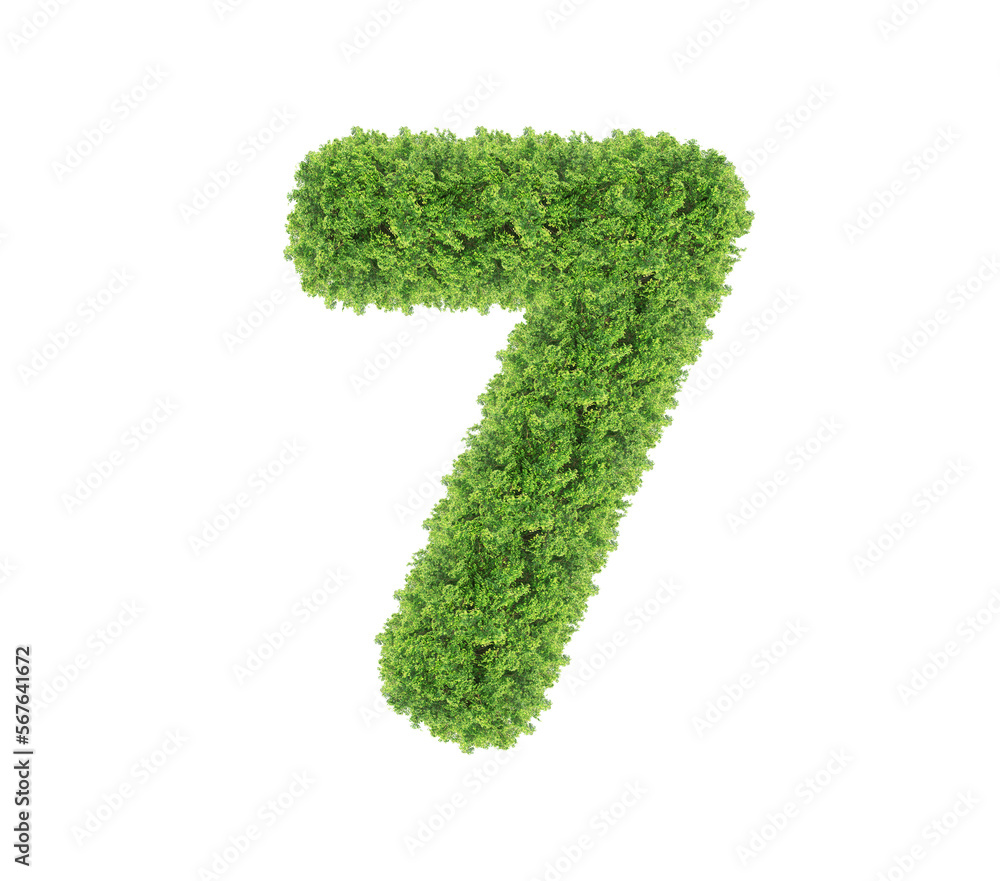Grass number Seven isolated on white background. Symbol 7 with the green lawn texture. Eco symbol collection. with clipping path and alpha channel for both printing and web pages. Grass number Seven isolated on white background. Symbol 7 with the green lawn texture. Eco symbol collection. with clipping path and alpha channel for both printing and web pages.