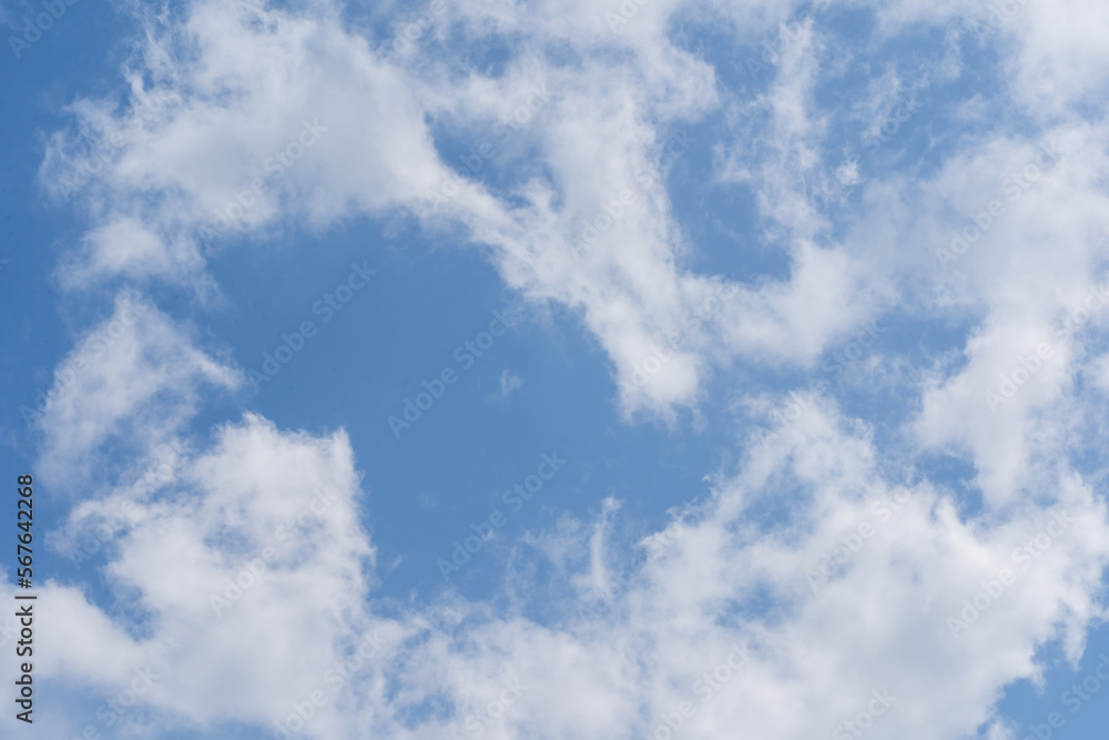 Cloudscape - Blue sky and white clouds, wide panorama. Cloudscape - Blue sky and white clouds, wide panorama.