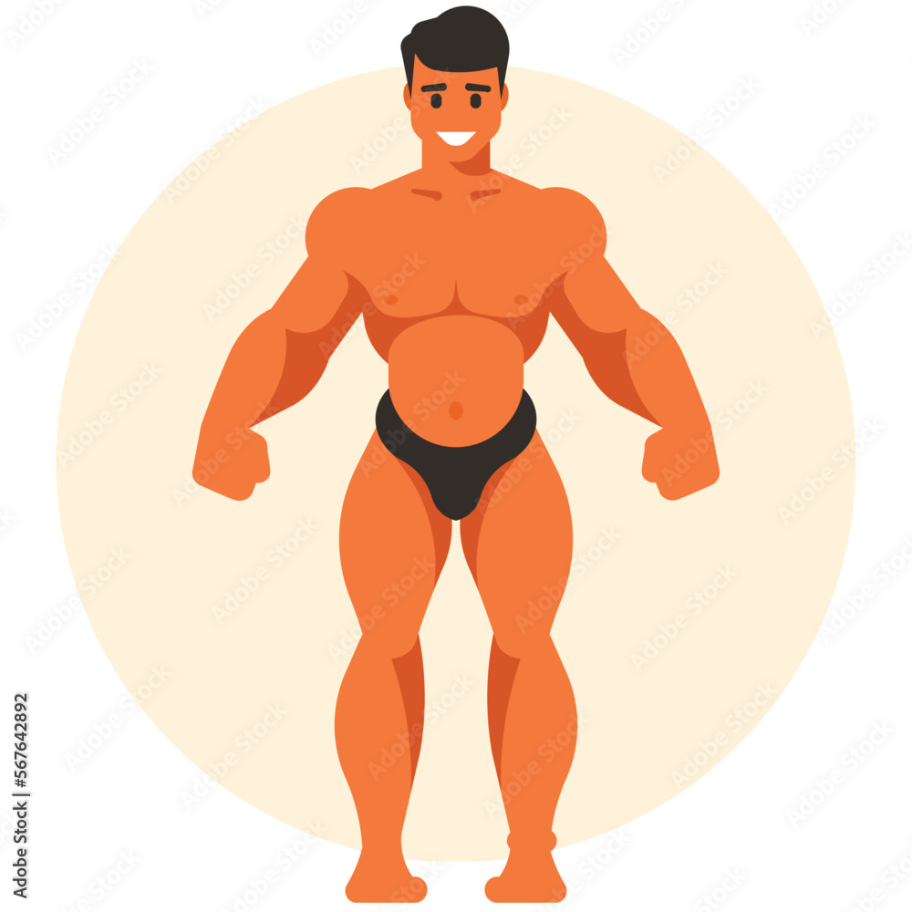 Bodybuilder demonstrates his muscles in competition. Vector graphics Bodybuilder demonstrates his muscles in competition. Vector graphics