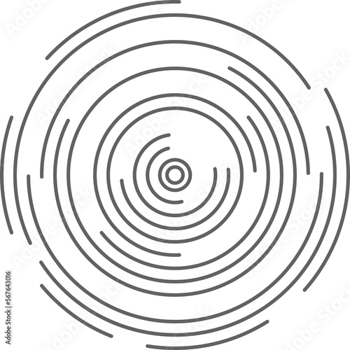 Circle concentric lines. Rippled rings and round sound waves pattern. Radial signal radar sign. Abstract sonar 