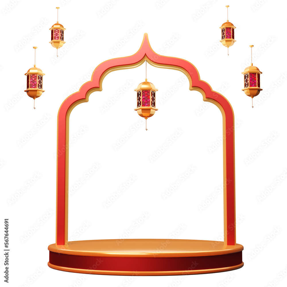 podium lantern and moon islamic design element podium lantern and moon islamic design element