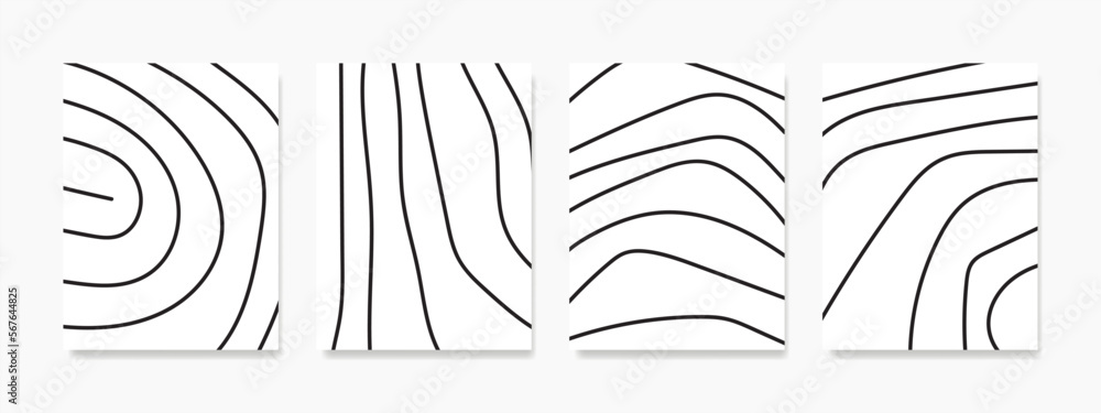 Set of Abstract outlines painted Illustrations for Wall Decoration. Abstract wall art design for print, cover, wallpaper, Minimal and natural wall art.