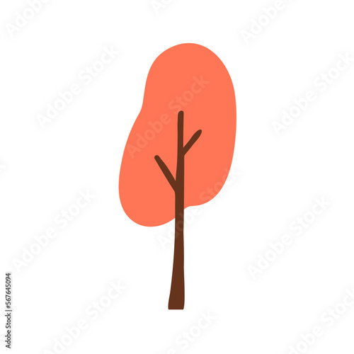 Tree, autumn forest plant with foliage crown, trunk, branches. Modern abstrac...