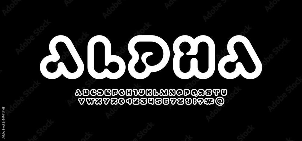 Fototapeta premium Trendy futuristic science font alphabet, letters and numbers, vector illustration 10EPS