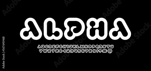 Trendy futuristic science font alphabet, letters and numbers, vector illustration 10EPS