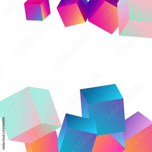 Bright Brick Vector White Background. Rainbow