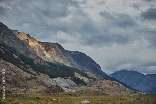 Mountain valley of Altai mountains, fabulous landscape of wildlife, amazing views of the mountain ranges. Hike
