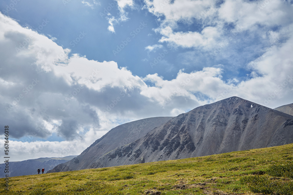Mountain valley of Altai mountains, fabulous landscape of wildlife, amazing views of the mountain ranges. Hike