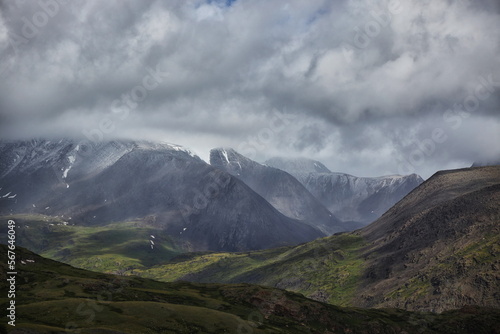Mountain valley of Altai mountains  fabulous landscape of wildlife  amazing views of the mountain ranges. Hike