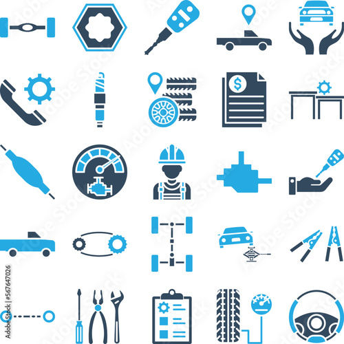 Car Repairing icons set, Car Repairing vector icon, Car Repairing icons pack, car service icons set, car service icons pack, auto service icons pack, car service glyph dual icons set