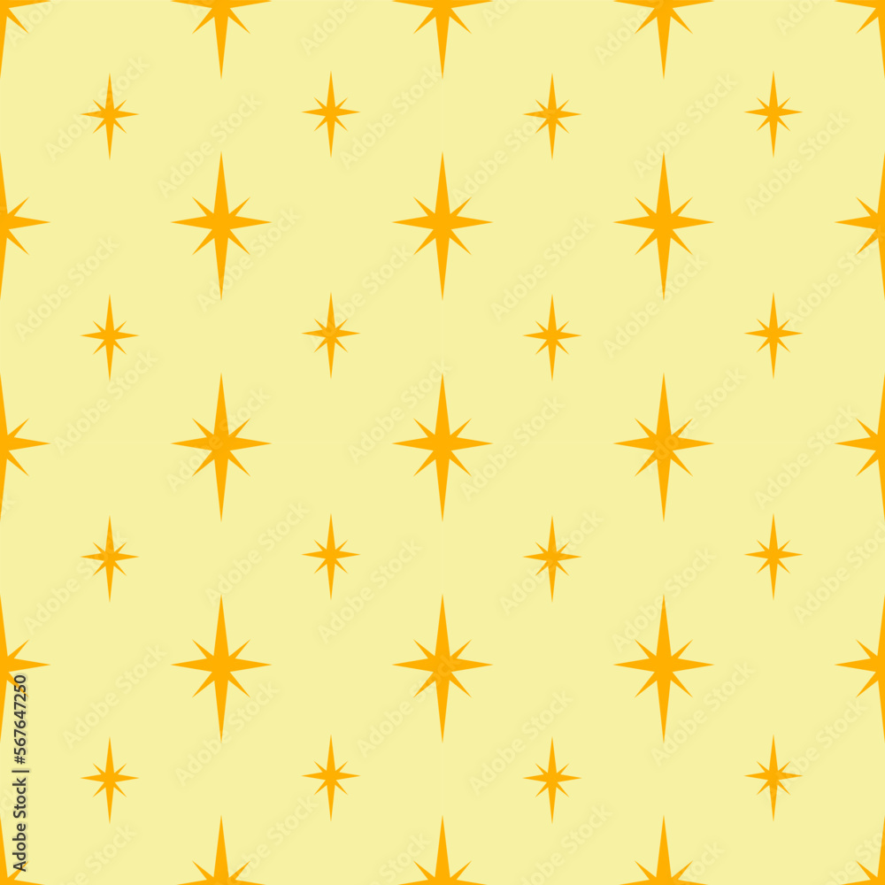 Seamless pattern with stars in yellow color. Cartoon, flat, vector Seamless pattern with stars in yellow color. Cartoon, flat, vector