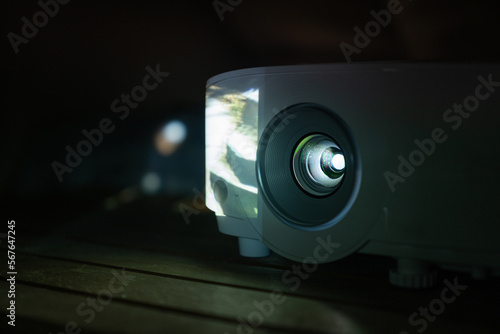 Home theater projector in the dark