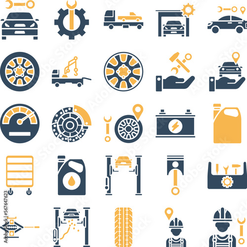 Car Repairing icons set, Car Repairing vector icon, Car Repairing icons pack, car service icons set, car service icons pack, auto service icons pack, car service glyph dual icons set