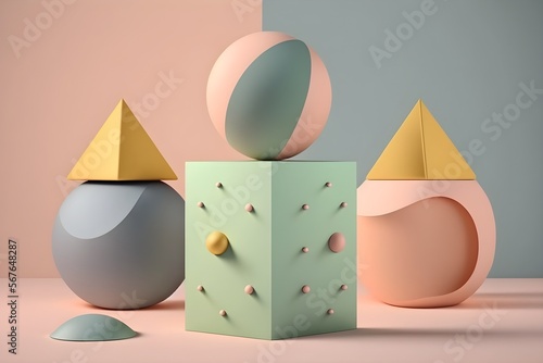 Minimalist geometric shapes stacked created with Generative AI