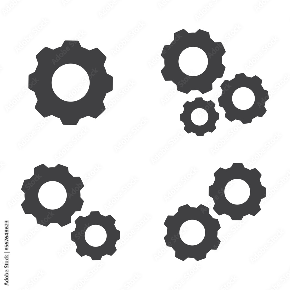 Gear or setting icon set flat design vector illustration.