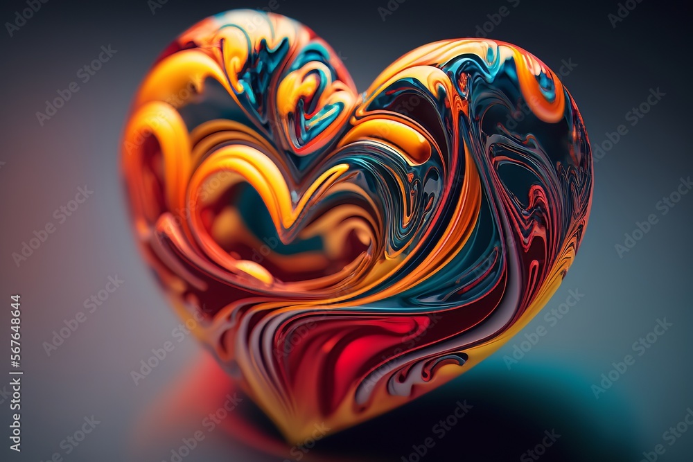 abstract heart, colourful heart, valentines day heart, for wedding invitations, anniversary, birthday, prints, posters. Generative AI.
