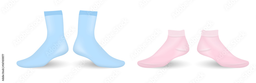 various white socks foot wear mockup isolated 3D illustration