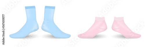 various white socks foot wear mockup isolated 3D illustration