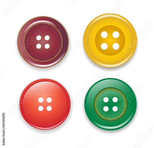 metal jeans rivet, sewing button accessories isolated 3D illustration