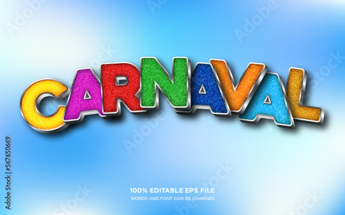 Carnaval 3D editable text style effect	