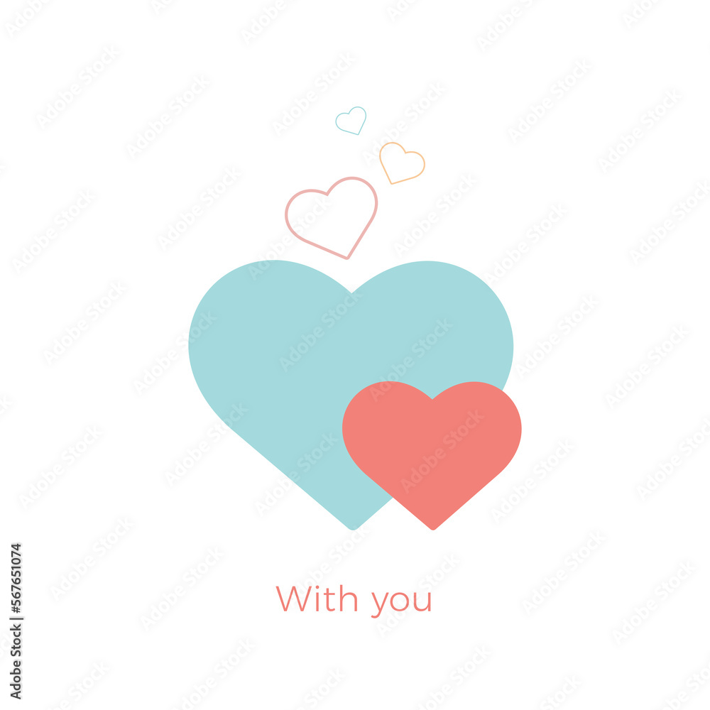 VAlentine's greeting card, colorful hearts, love day