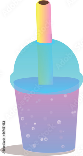 The cocktail in a plastic container with a lid and a tube