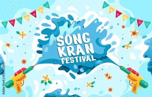 Fotografija Happy Songkran Festival Illustration Artworks
