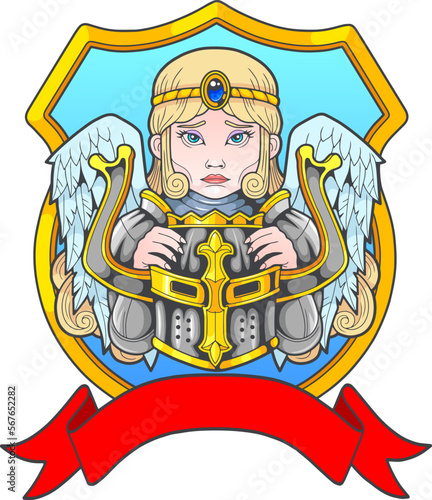 mythological archangel girl, design illustration