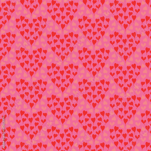 Pink background with red hearts texture. Decorative seamless pattern for wrapping paper  wallpaper  textile  greeting cards and invitations. Saint Valentin s day background.
