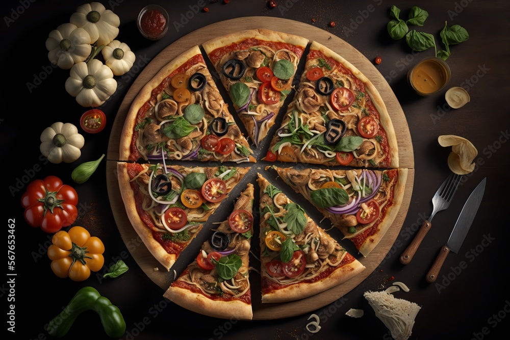 vegan pizza, vegetarian pizza. generative ai. vegan pizza, vegetarian pizza. generative ai.