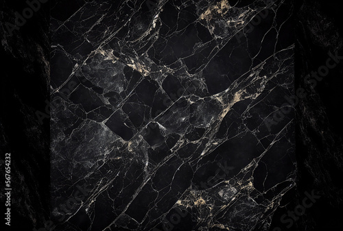 Black Marble Background, Luxury Granite Texture, Natural Marble Stone Pattern, Generative AI Illustration